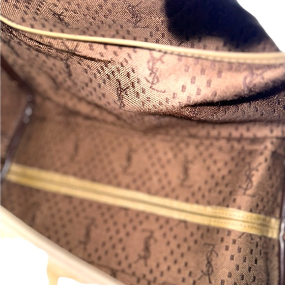 YSL Leather and Fabric Duffel Bag! Vintage Green/Taupe - Picture 4 of 16